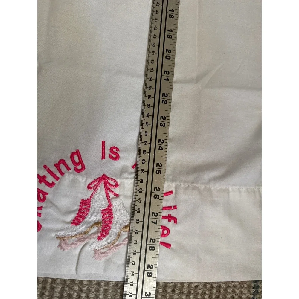 Vintage Skating Is My Life Embroidered Figure Skates White Pillowcase Standard